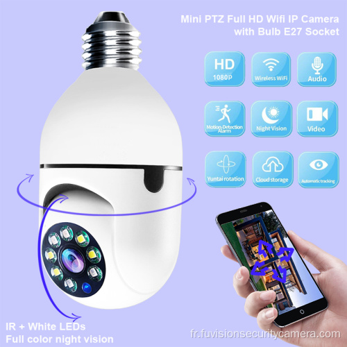 Mini caméra WiFi PTZ étanche avec ampoule